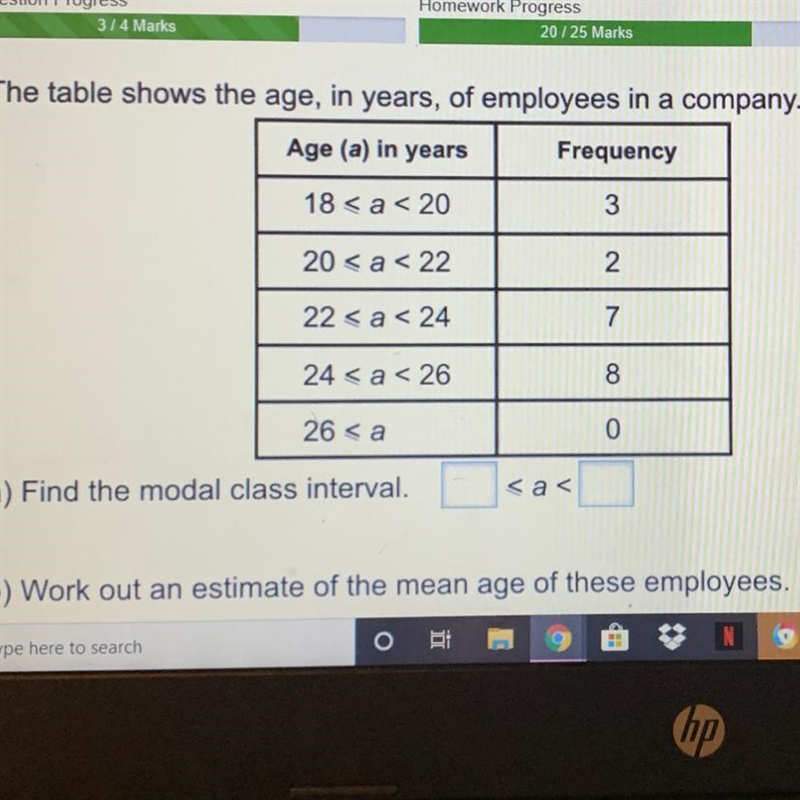 Find the modal class interval.-example-1