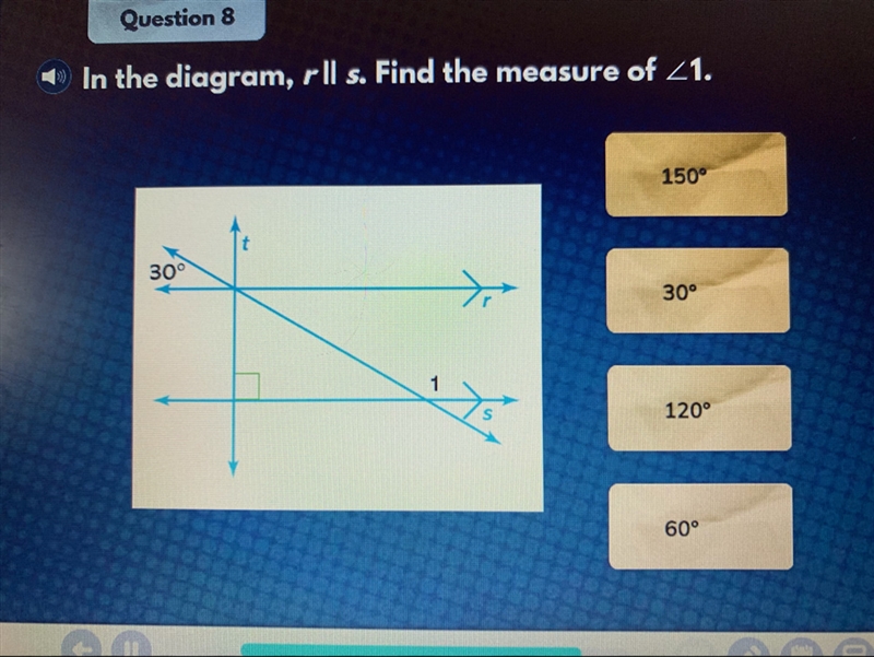 In the diagram r || s. Find the measure of 1-example-1