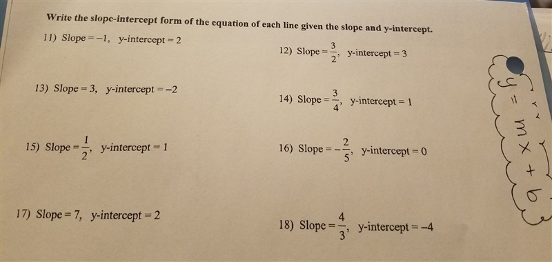 Please help me write them in the y = m x + b.....form-example-1