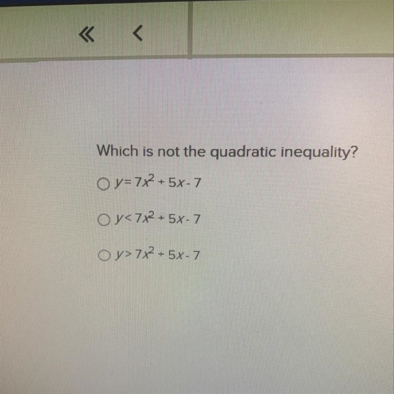 Which is not the quadratic inequality?-example-1