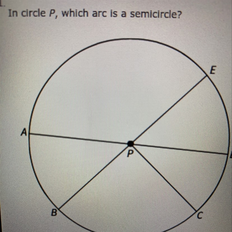 Which arc is a semicircle?-example-1