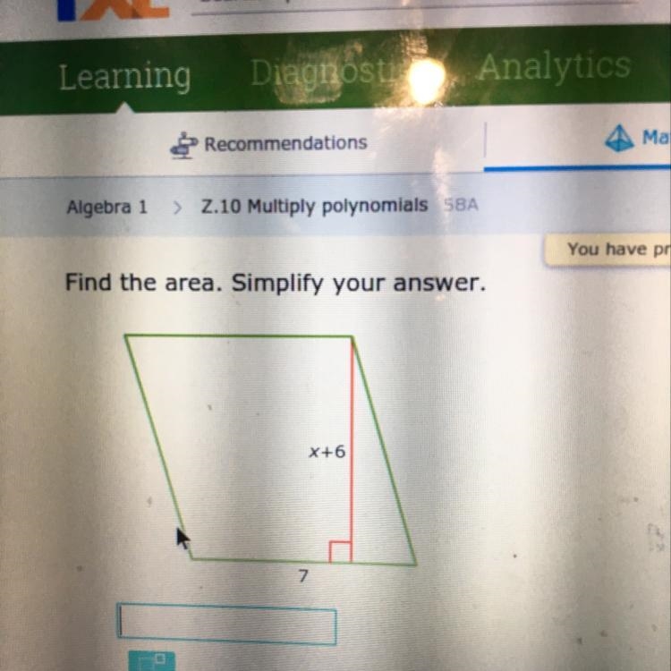 Find the area. Simplify your answer. X+6-example-1