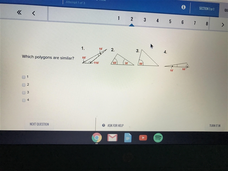 Which polygons are similar? 1,2,3,4-example-1