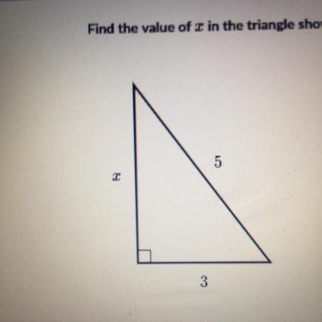 Find the value of x in the triangle shown below 30 POINTS!!-example-1