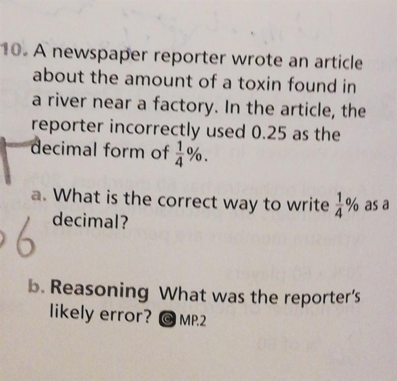 A newspaper reporter wrote an article about the amount of a toxin found in a river-example-1