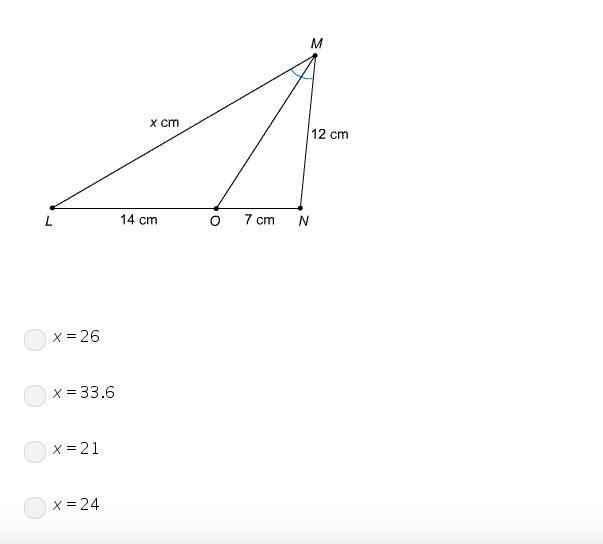 What is x? mo is an angle bisector-example-1