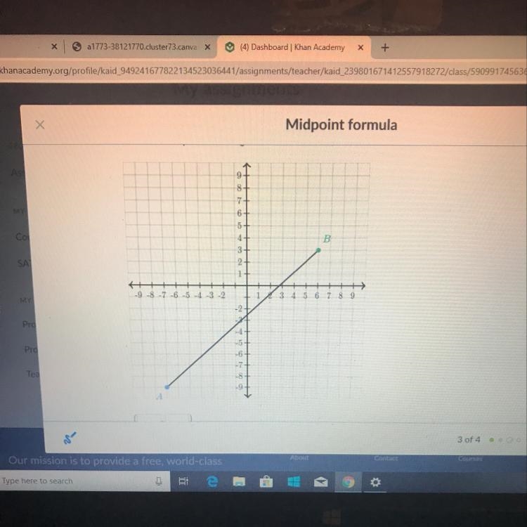 Midpoint formula Point A is at (-7, -9) and point B is at (6,3). What is the midpoint-example-1