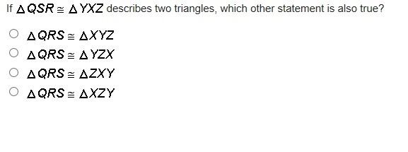 Describes two triangles, which other statement is also true?-example-1