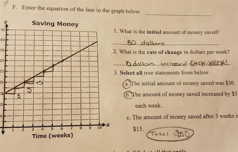 Enter the equation of the long in the graph below and the questions I answered I don-example-1