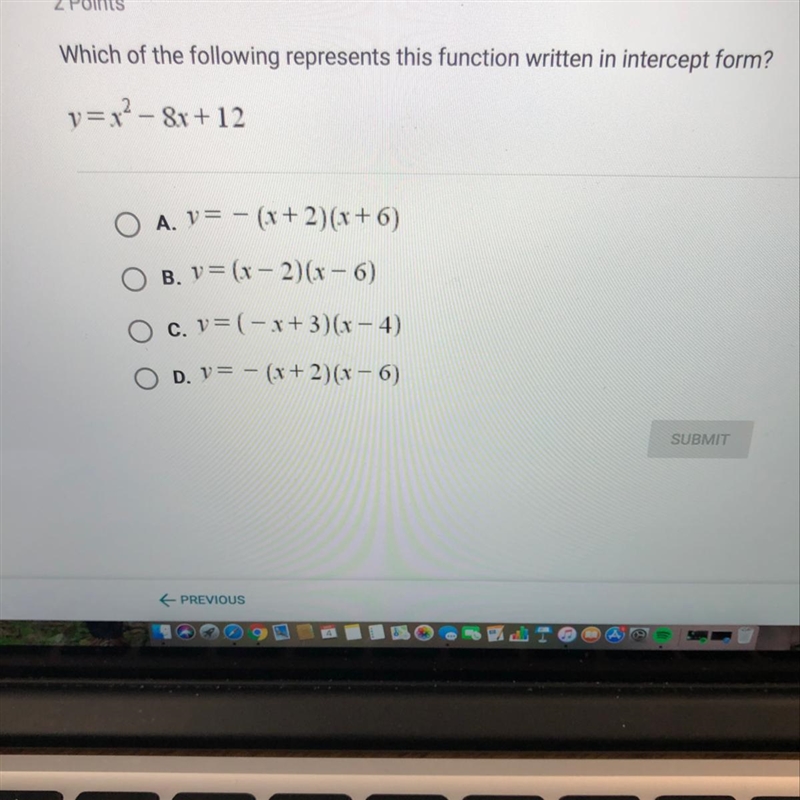 Which of the following represents this function written in slope intercept form?-example-1