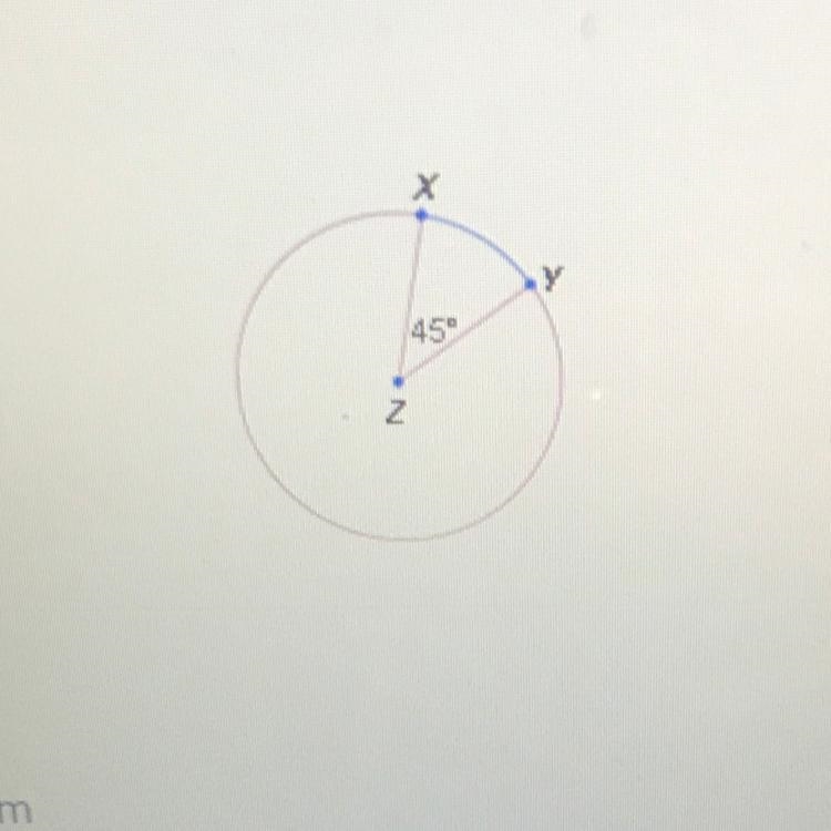 The circumference of Z is 104 cm. What is the length of xy (the minor arc)? A. 13 cm-example-1