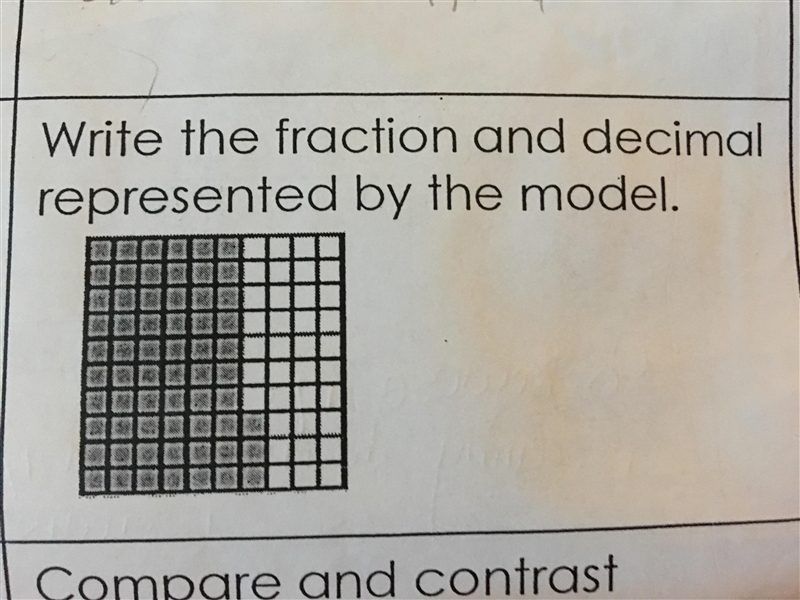 Writte the fraction and decimal represented by the model hellppp-example-1