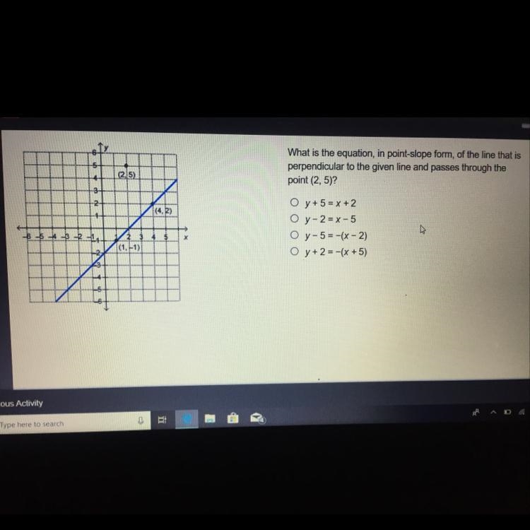 What is the equation in point slope form?-example-1