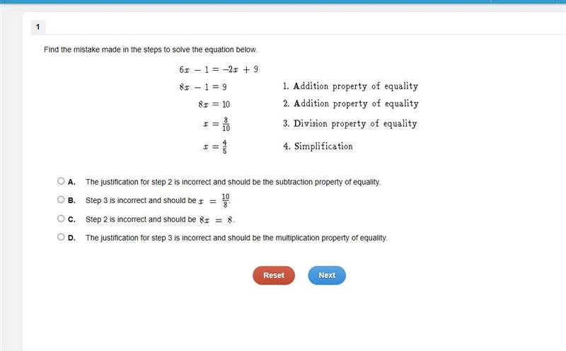 Find the mistake made in the steps to solve the equation below.-example-1