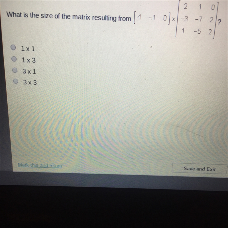 What is the size of the matrix resulting from-example-1