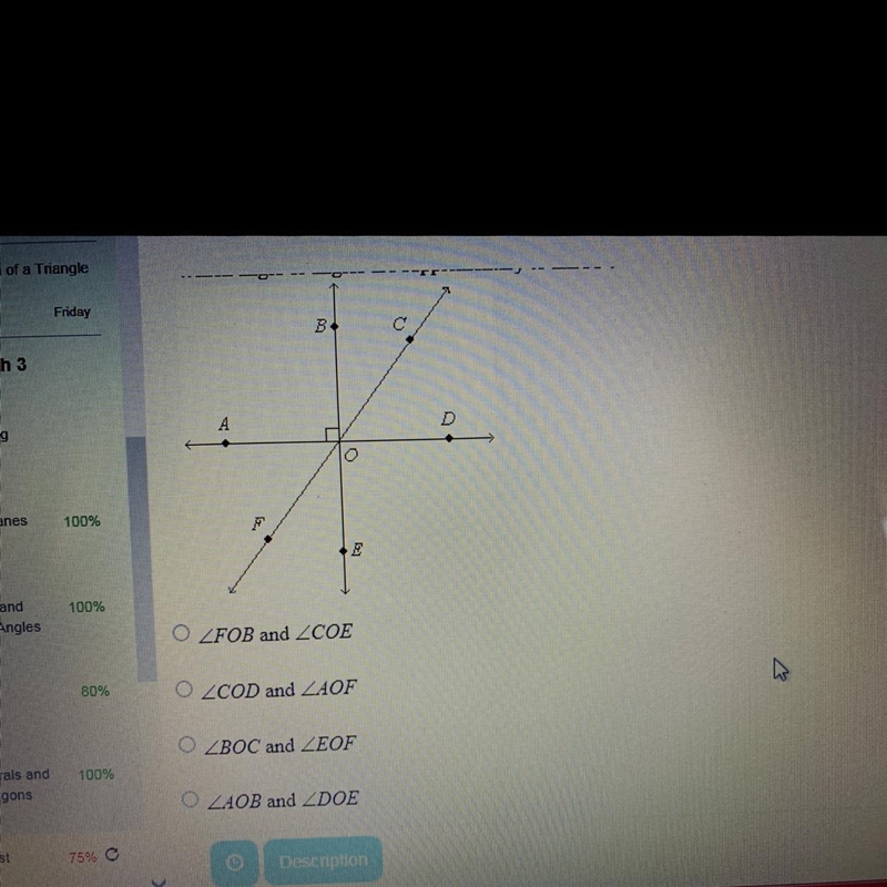 Which angle or angles are supplementary to EOF?-example-1