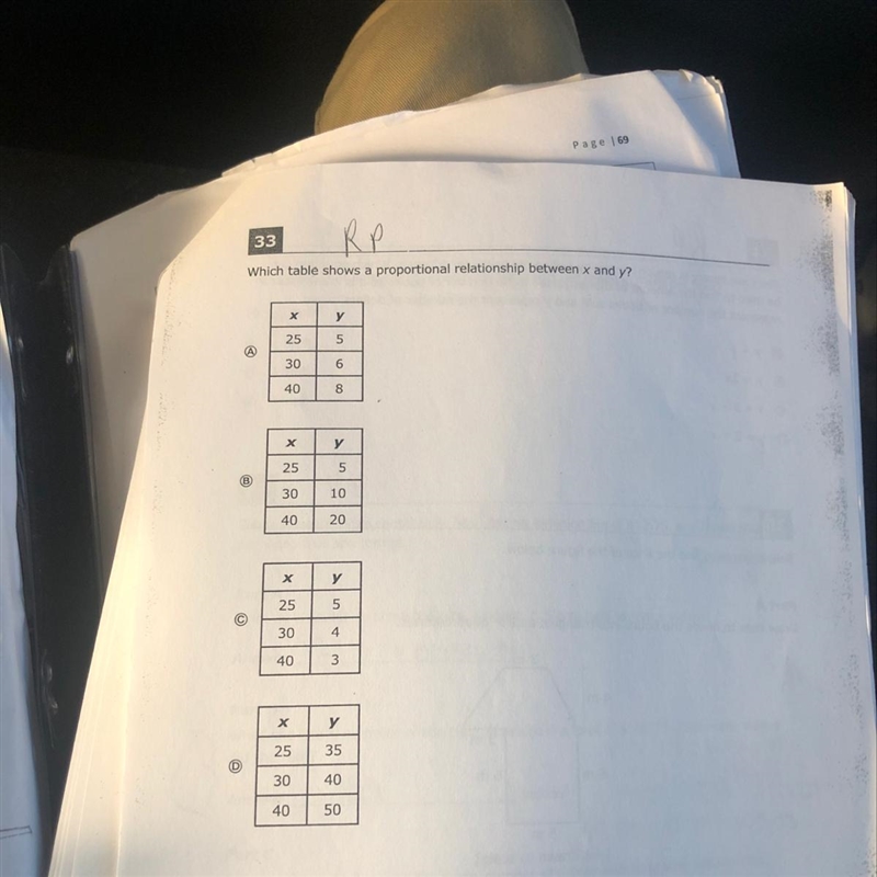 Which table shows a proportional relationship between x and y-example-1