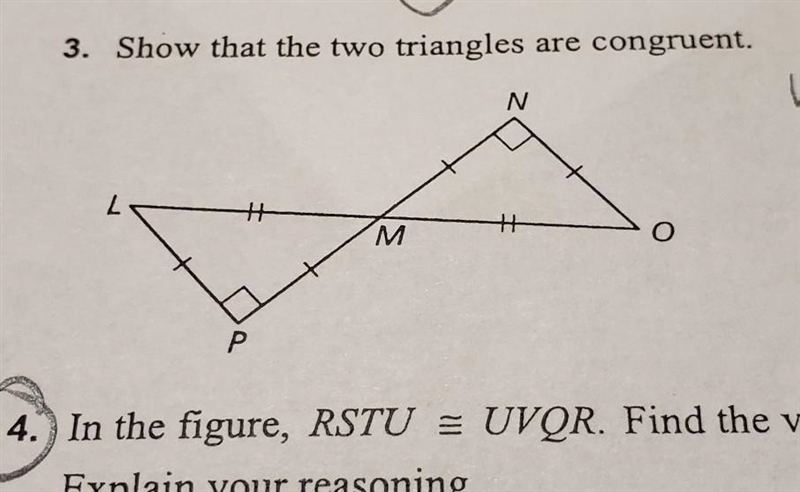 3. Show that the two triangles are congruent.​-example-1