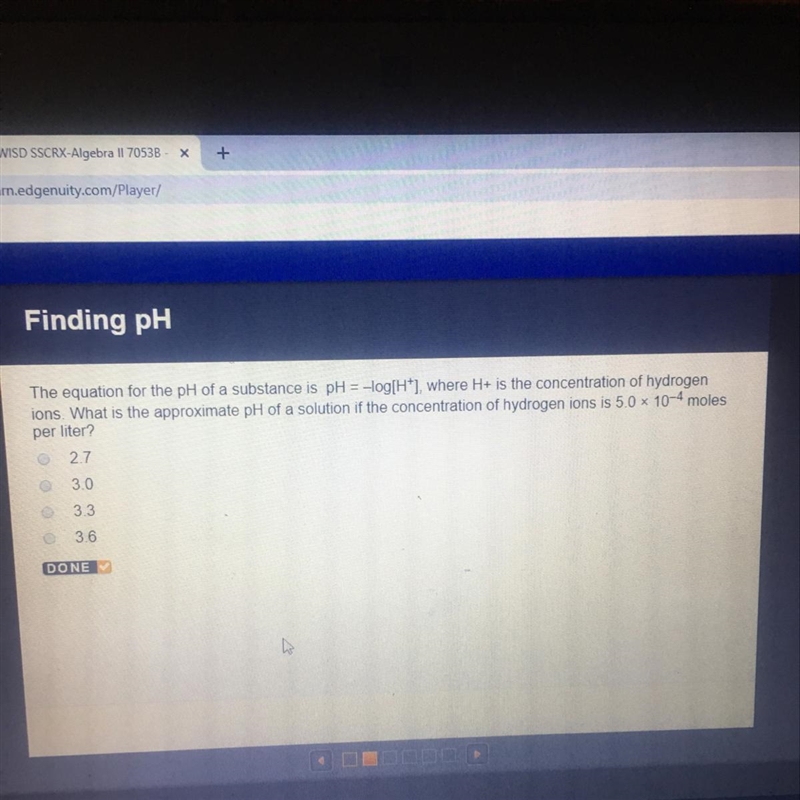 What is the approximate pH of a solution if the concentration of hydrogen ions is-example-1