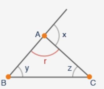 Which relationship is always true for the angles r, x, y, and z of triangle ABC? x-example-1