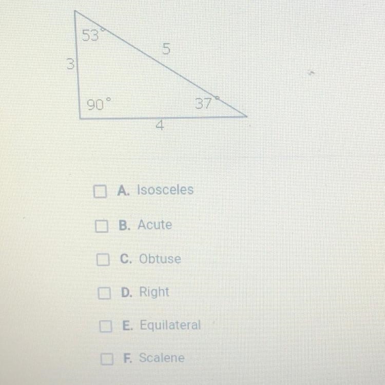 !!!19 points!!! Classify the triangle shown below. Check all that apply.-example-1