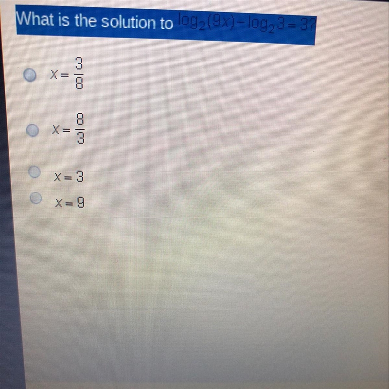 What is the solution to log^2(9x) -log^2 3=3-example-1