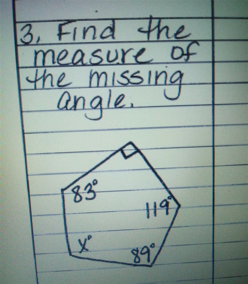 Find the measure of the missing angle. ​-example-1