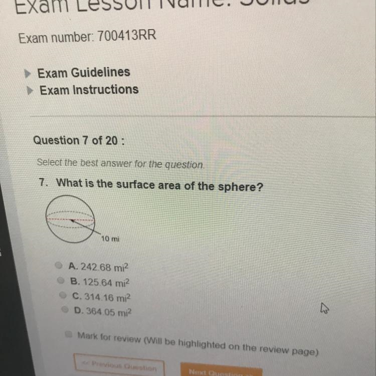 7. What is the surface area of the sphere?-example-1