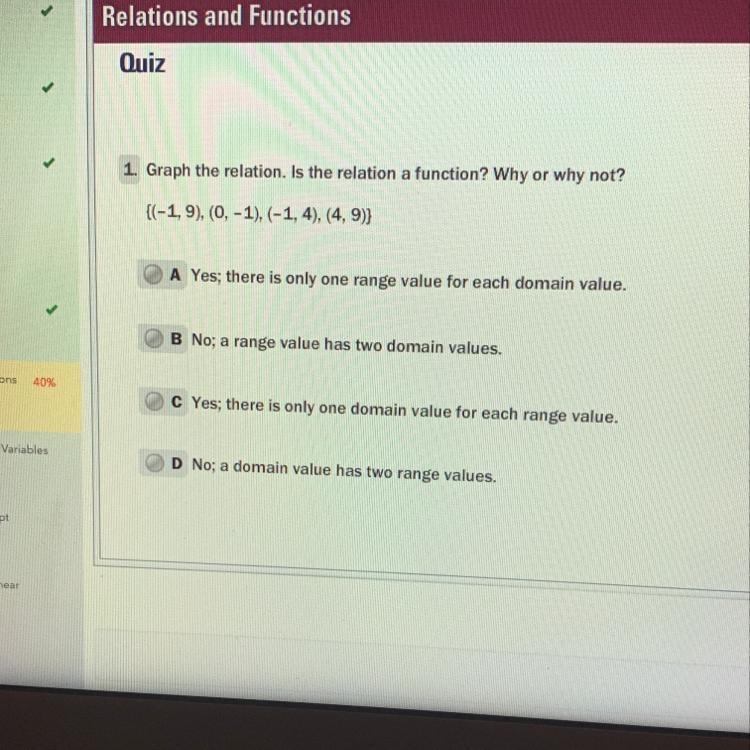 Graph the relation. Is the relation a function? Why or why not?-example-1