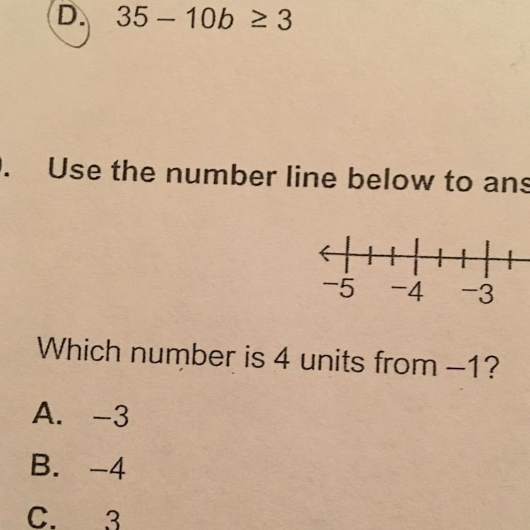 Which number is 4 units from-1-example-1