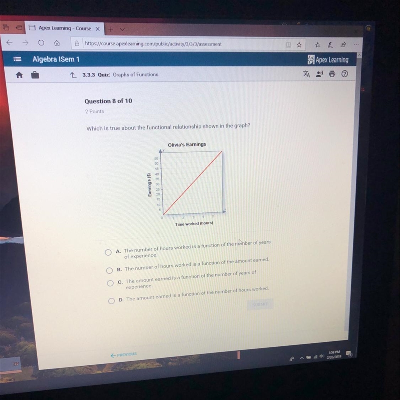 What is true about the functional relationship shown in the graph-example-1