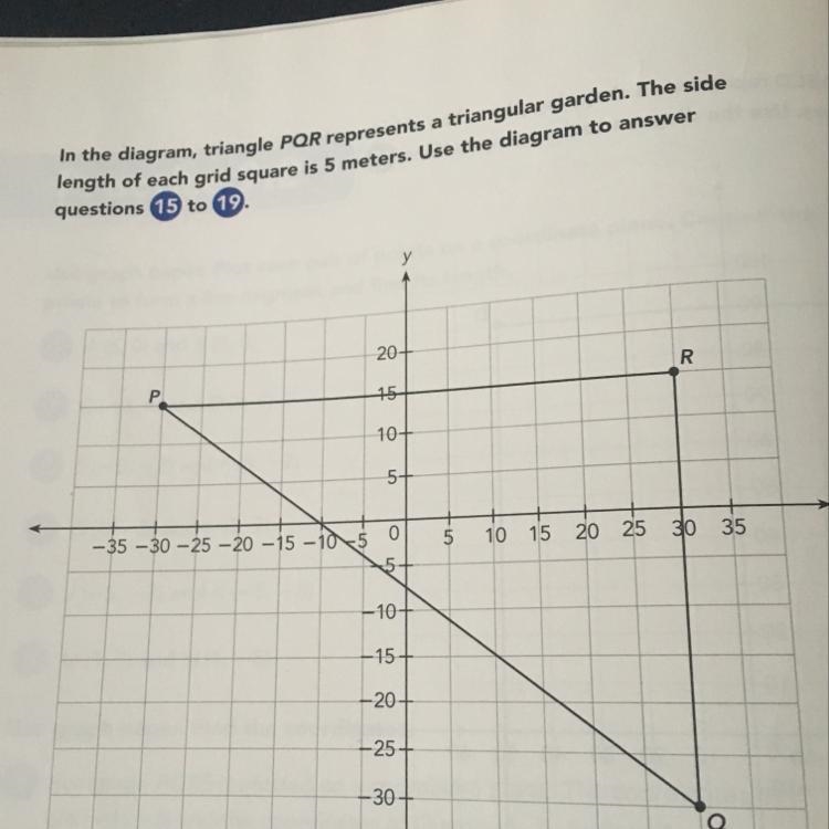 If PQ is 75 meters what is the perimeter of the triangular garden in meters-example-1