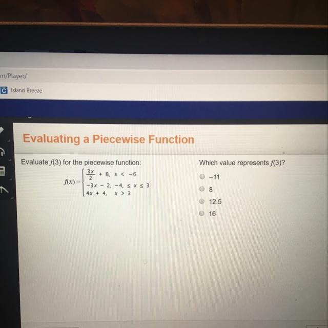 Evaluate F(3)for the piecewise function which value represents F(3)-example-1