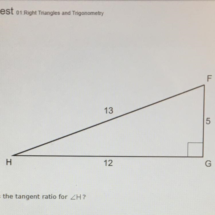 What is the tangent ratio for H?-example-1