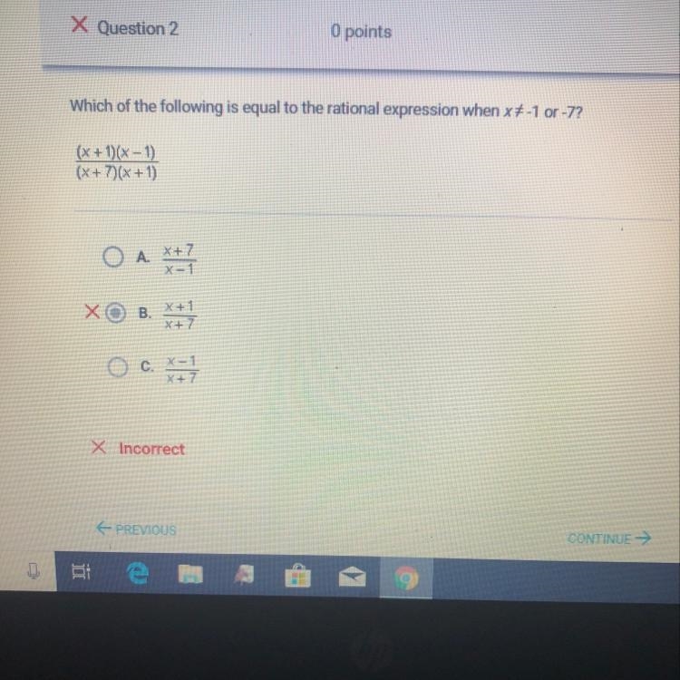 A.) x+7/x-1 B.) x+1/x+7 C.) x-1/x+7-example-1