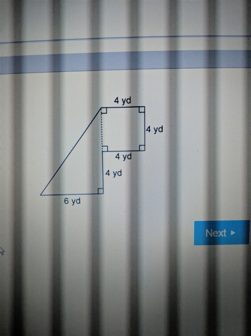 What is the area of the figure? a 28 yd b 40 yd c 52 yd d 64 yd-example-1