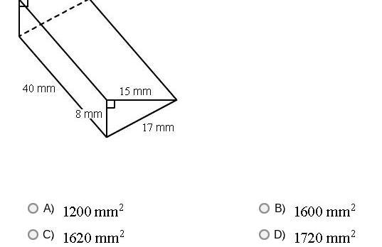 The base of this right prism is a right-angled triangle. What is the surface area-example-1