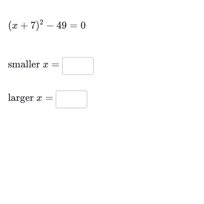 Solve for x. Write the smaller solution first, and the larger solution second. (X-example-1