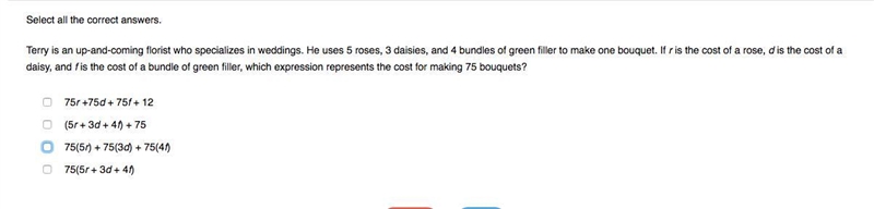 PLEASE HELP! Select all the correct answers. Terry is an up-and-coming florist who-example-1