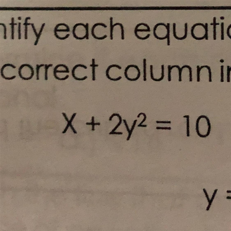 Is x + 2y*2 = 10 linear?-example-1