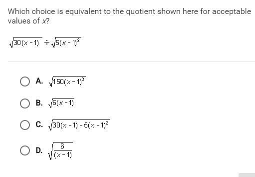 Which choice is equivalent to the quotient shown here for acceptable values of x-example-1