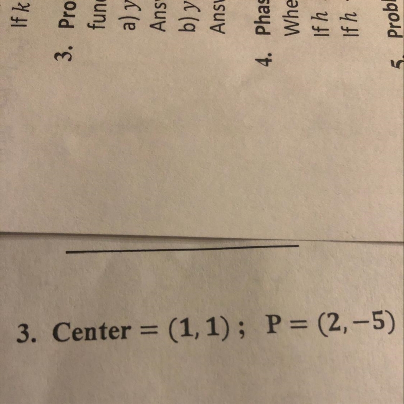 Write the equation of each circle given its center and a point P that it passes through-example-1