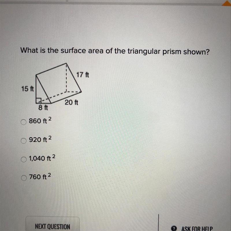 What is the surface area of the triangular prism shown?-example-1