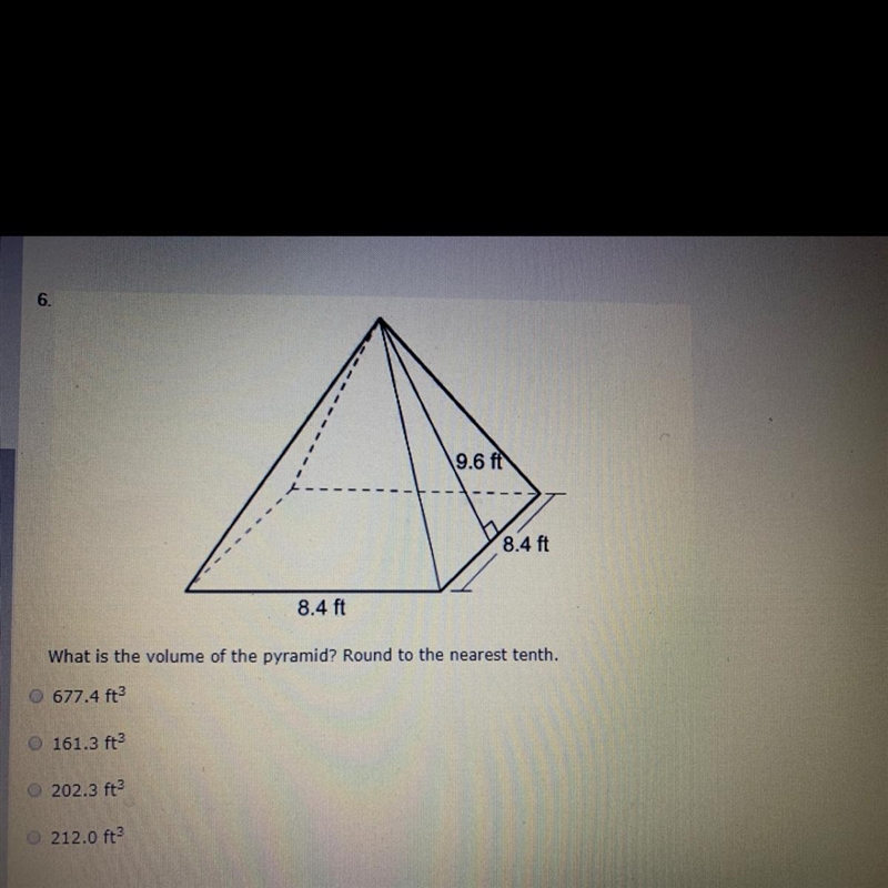 What is the volume of the pyramid? round to the nearest tenth.-example-1