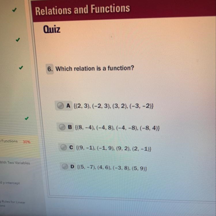 Which relation is a function?-example-1