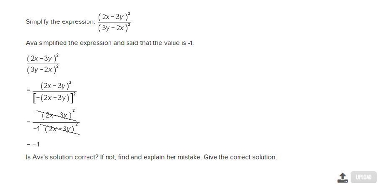 Simplify the expression: Ava simplified the expression and said that the value is-example-1