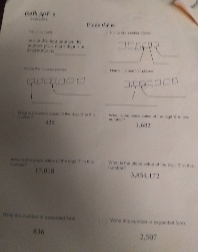 In a multi-digit number, the number place that a digit is in determines it's?-example-1