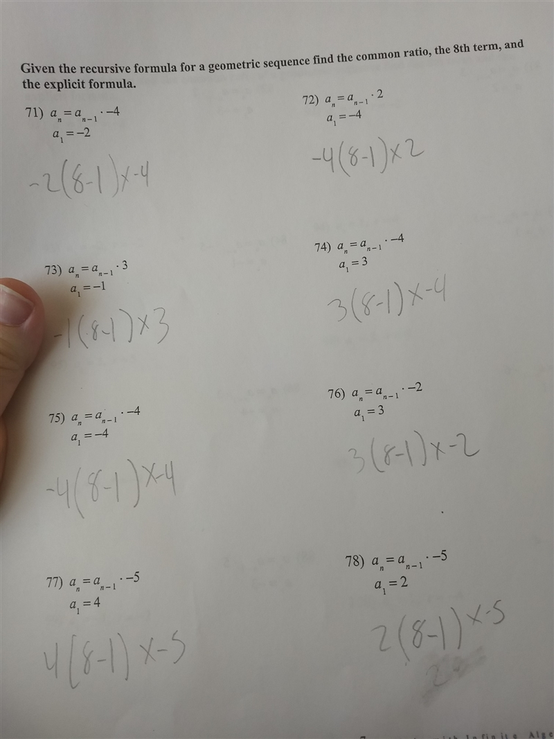 given the recursive formula for a geometric sequence find the common ratio the 8th-example-1