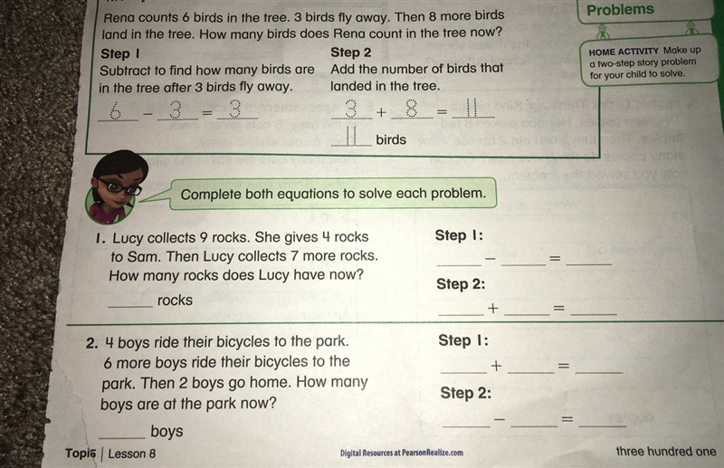 Solve one step and two step problems-example-1