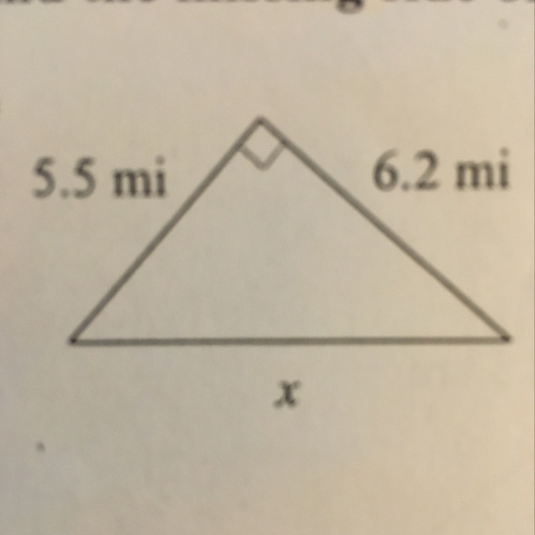 Find the missing side of each triangle.Round your answers to the nearest tenth if-example-1